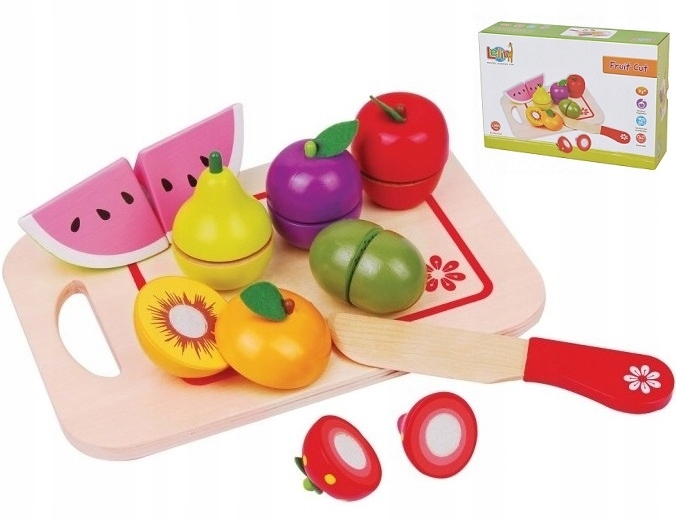 Drewniane owoce do krojenia do zabawy dla dziecka