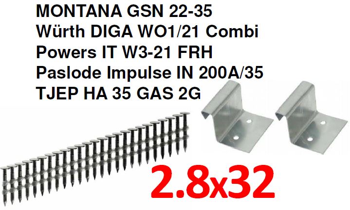GWOŹDZIE 2,8x32 A2 HAFTRY MOCOWANIE RĄBEK STOJĄCY