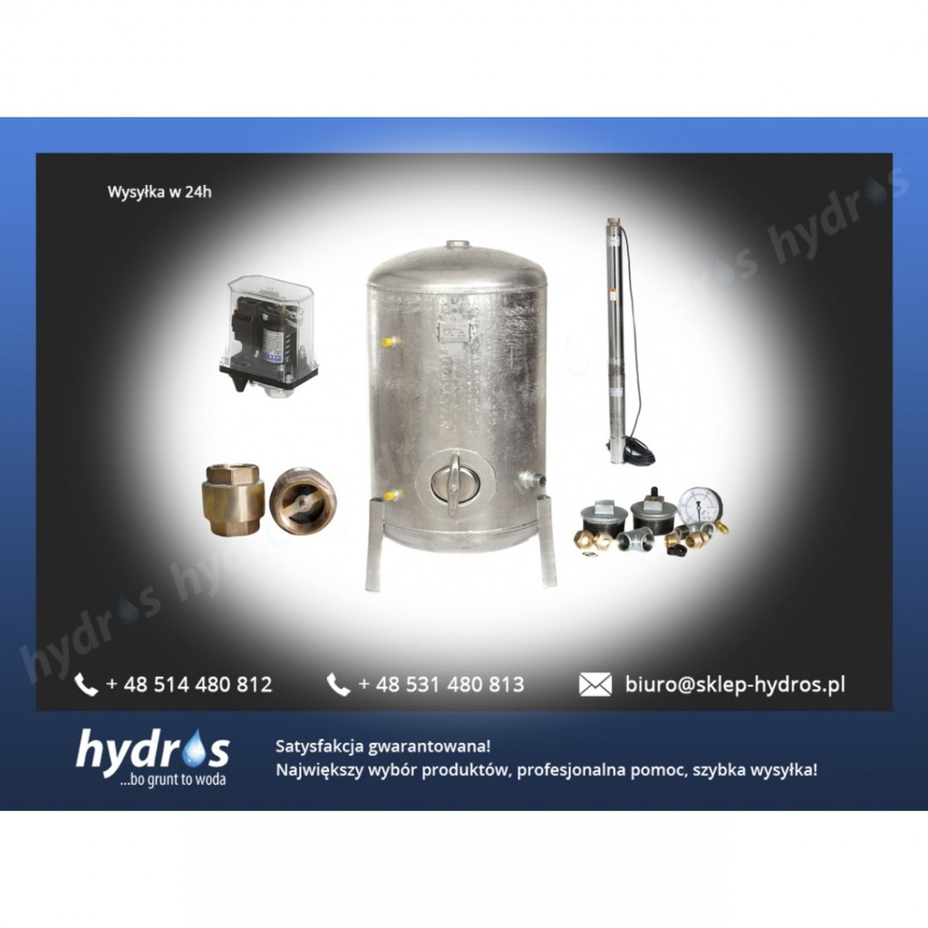 Zestaw HYDROFOR ocynkowany 100L Hydro-Vacuum pompa