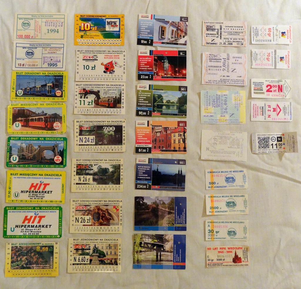 MPK Wrocław 35 biletów z lat 1994 - 2013