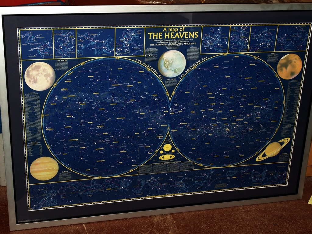 Ogromna mapa niebo, kosmos, w ramie 1957r
