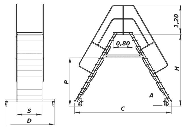 Pomost aluminiowy przejście schody DRABEX 17000