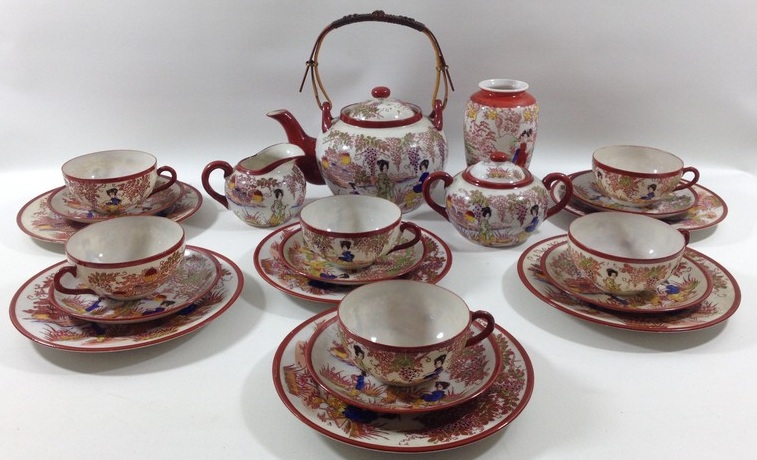 Chiński porcelanowy serwis do herbaty 22 sztuki