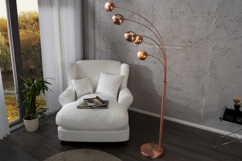 MIEDZIANA LAMPA podłogowa do salonu PLANETA DESIGN