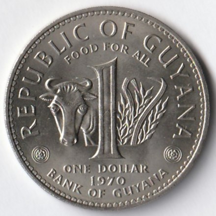 Gujana / 1 dolar / 1970 / Cuffy / okołomennicza