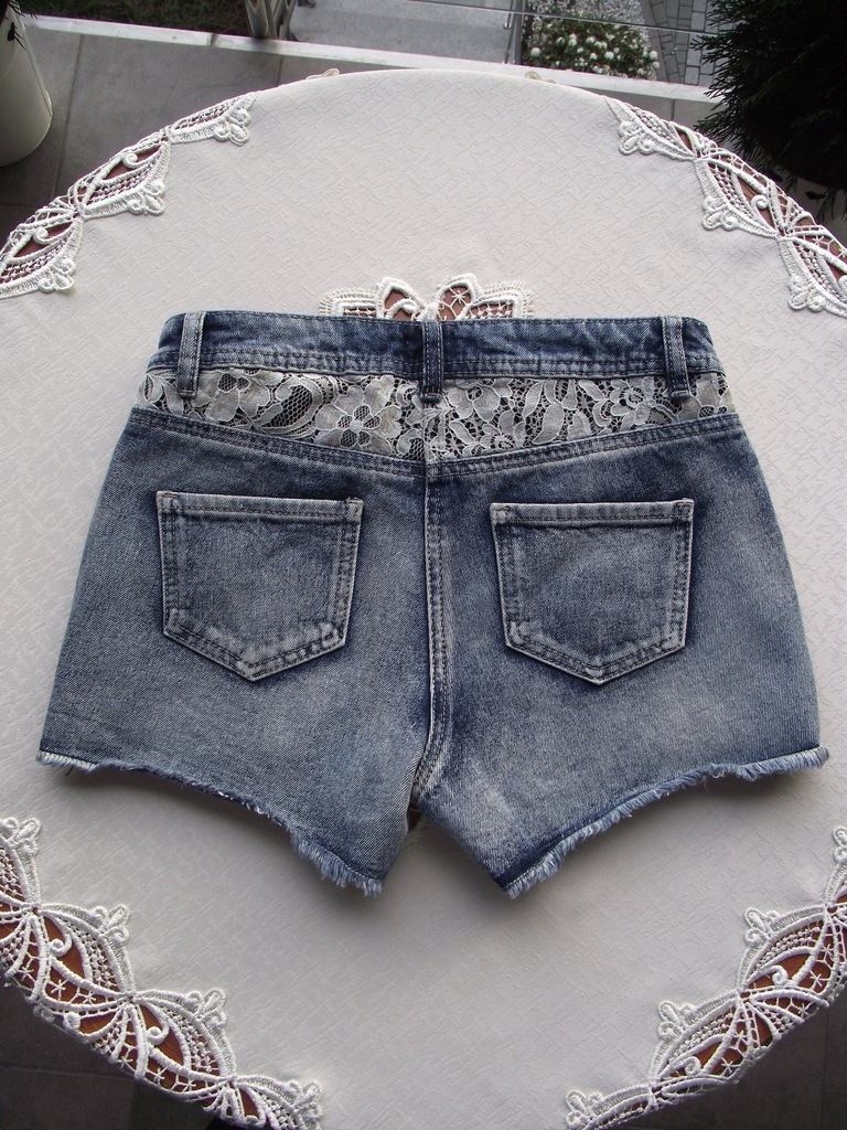 F&F spodenki szorty jeansowe z koronką XS/S
