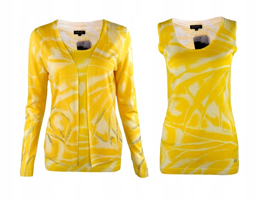 ESCADA bliźniak sweter top żółty komplet M SALE %