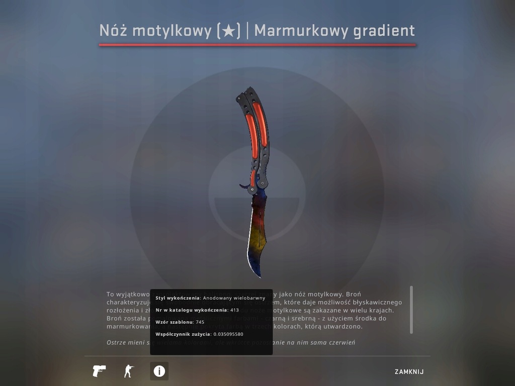 CS:GO Kosa Nóź motylkowy Butterfly Marble Fade(FN)