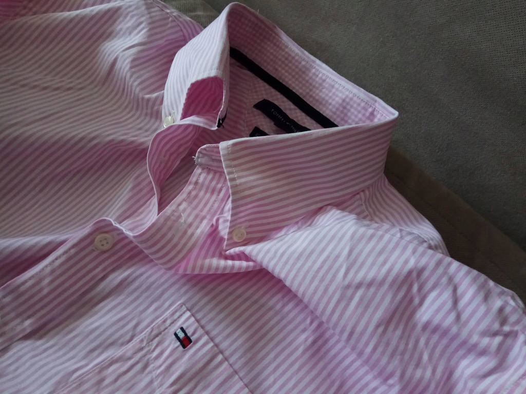 Koszula Tommy Hilfiger M w paski różowe - idealna