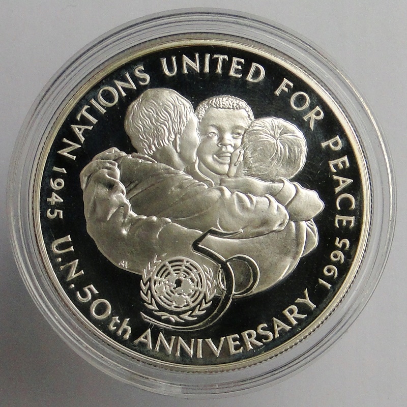 1995 Jamaica 25 dolarów 50 rocznica ONZ Ag