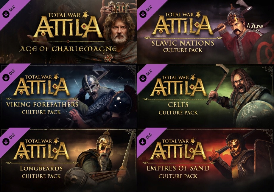 Total War:ATTILA 6 DLC PACK Steam Key/Klucz PC/MAC