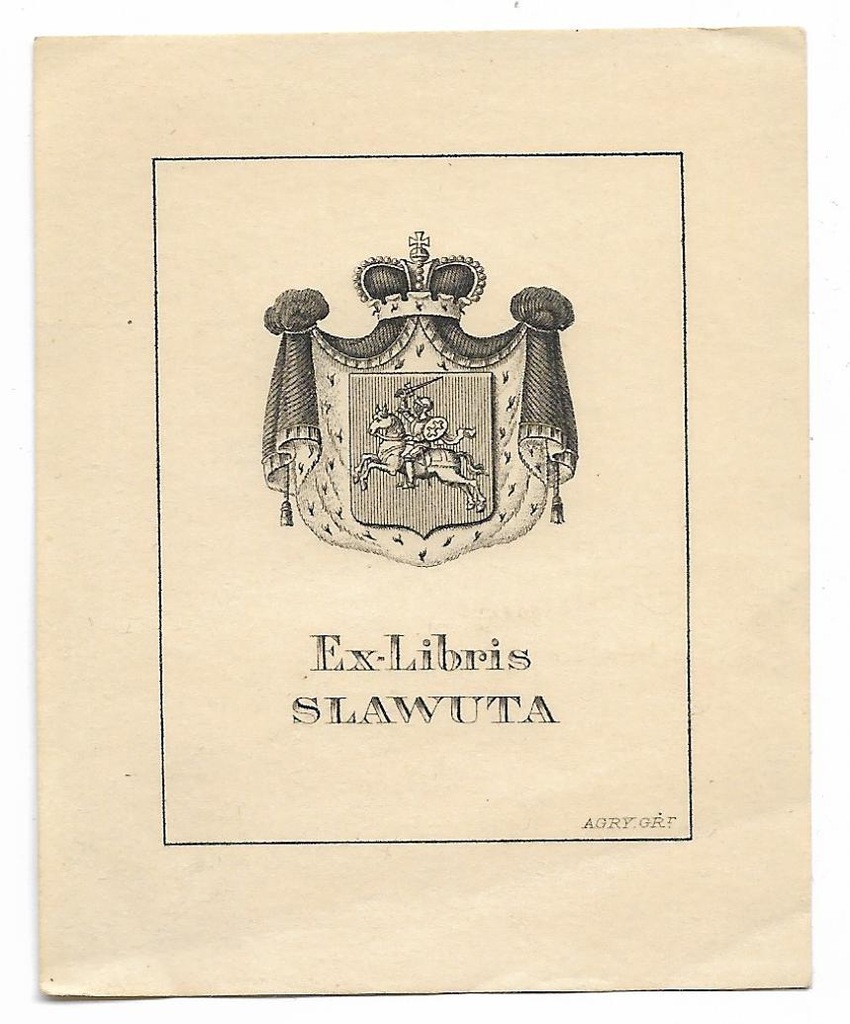 Ex Libris SŁAWUTA HERB POGOŃ SANGUSZKO