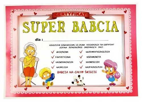 CERTYFIKAT DLA BABCI - DZIEŃ BABCI I DZIADKA B217