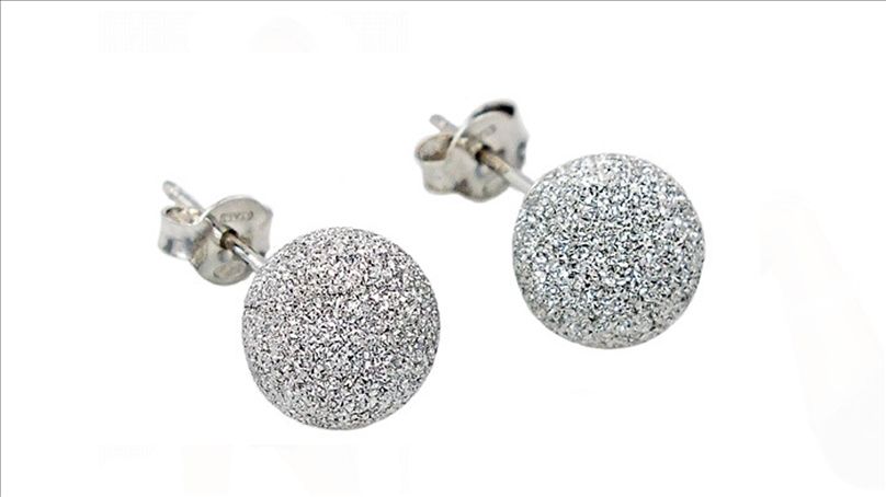 Kolczyki kule kulki diamentowe srebrne 12mm