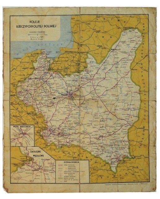 [Mapa] Koleje Rzeczypospolitej Polskiej (1937)