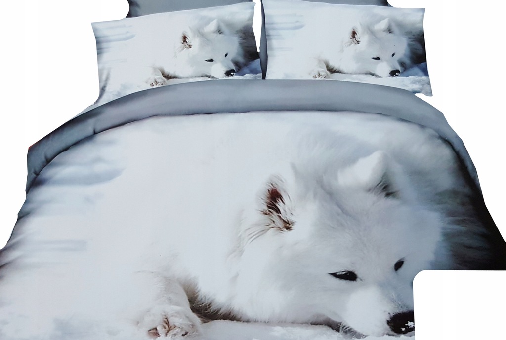 POŚCIEL 3D POŚCIEL 3D BIAŁY SAMOJED PIES 160x200