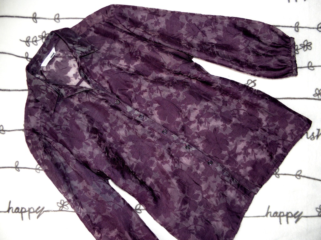 GEORGE modna koszula LIŚCIE purple MGIEŁKA 42 NEW