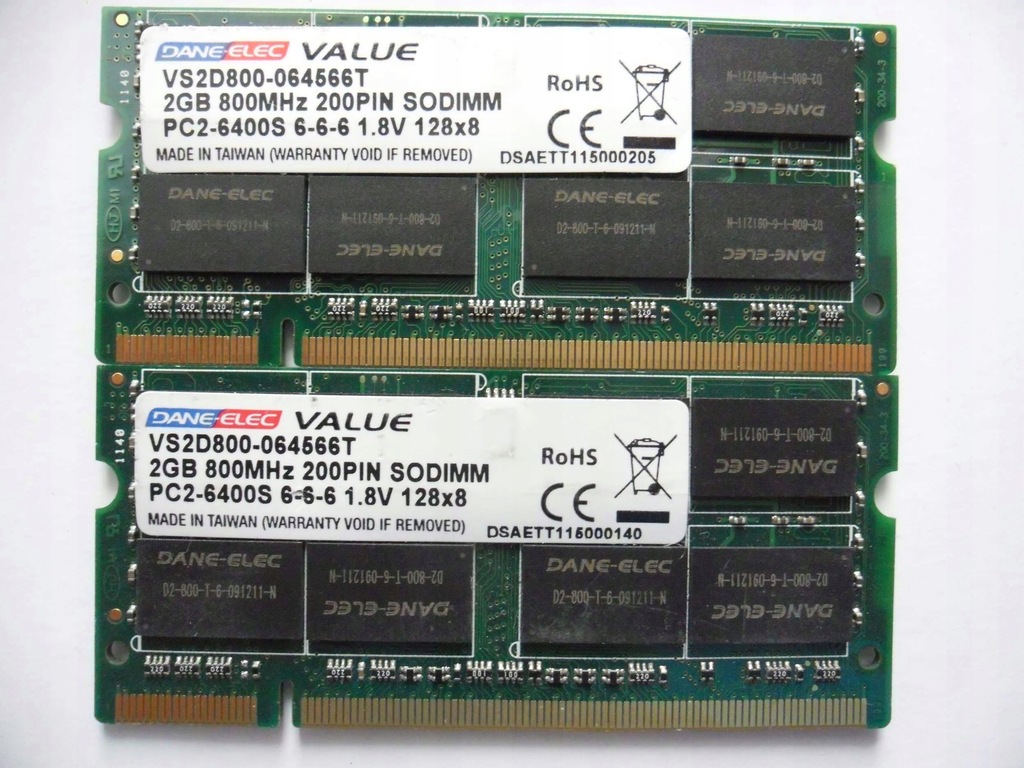 Ram DDR2 Dane-Elec 2 x 2GB 4GB VS2D800-064566T