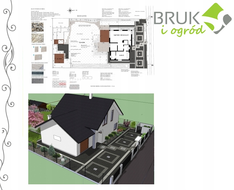 Projekt nawierzchni z kostki brukowej Bruk i Ogród
