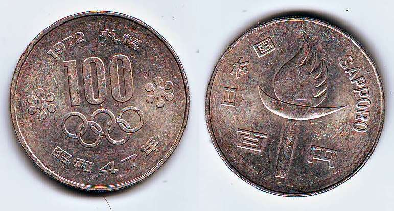 Japonia 100 yen 1972 Olimpiada Sapporo