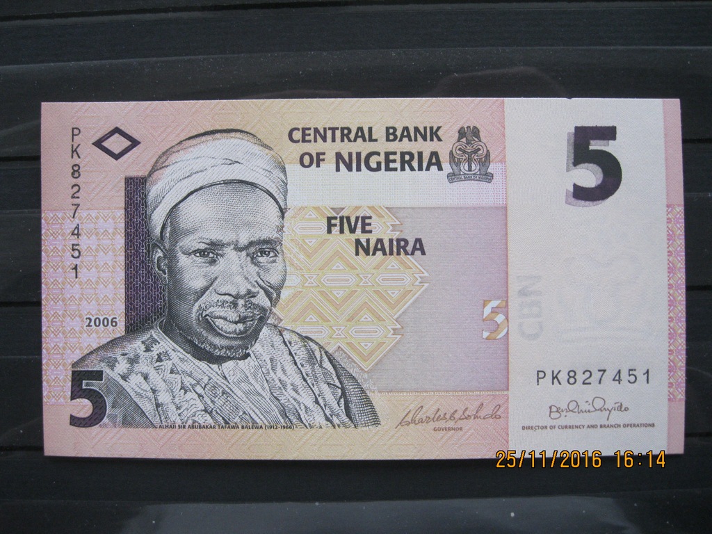 63) . Banknot   Nigeria 5 naira UNC
