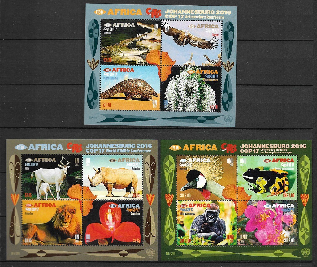 ONZ bl 42 + 47 + 41 - fauna i flora Afryki