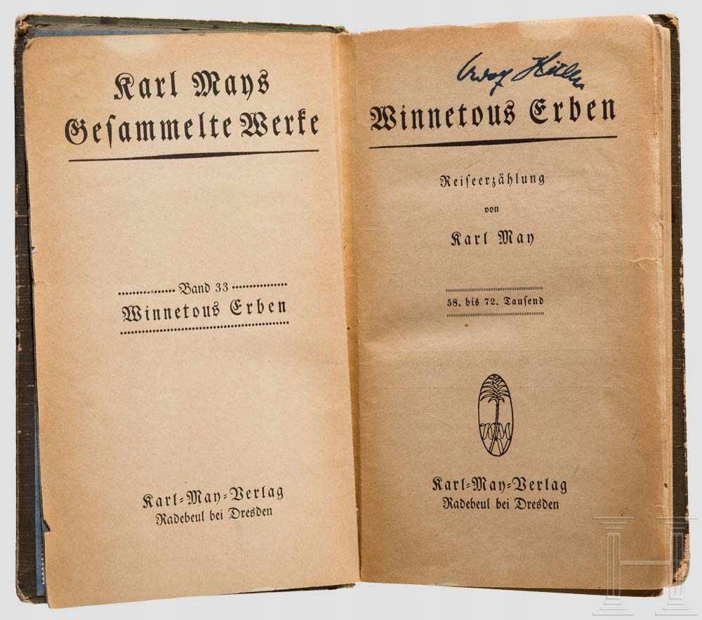 Adolf Hitler AUTOGRAF Karol May WINNETOU IV