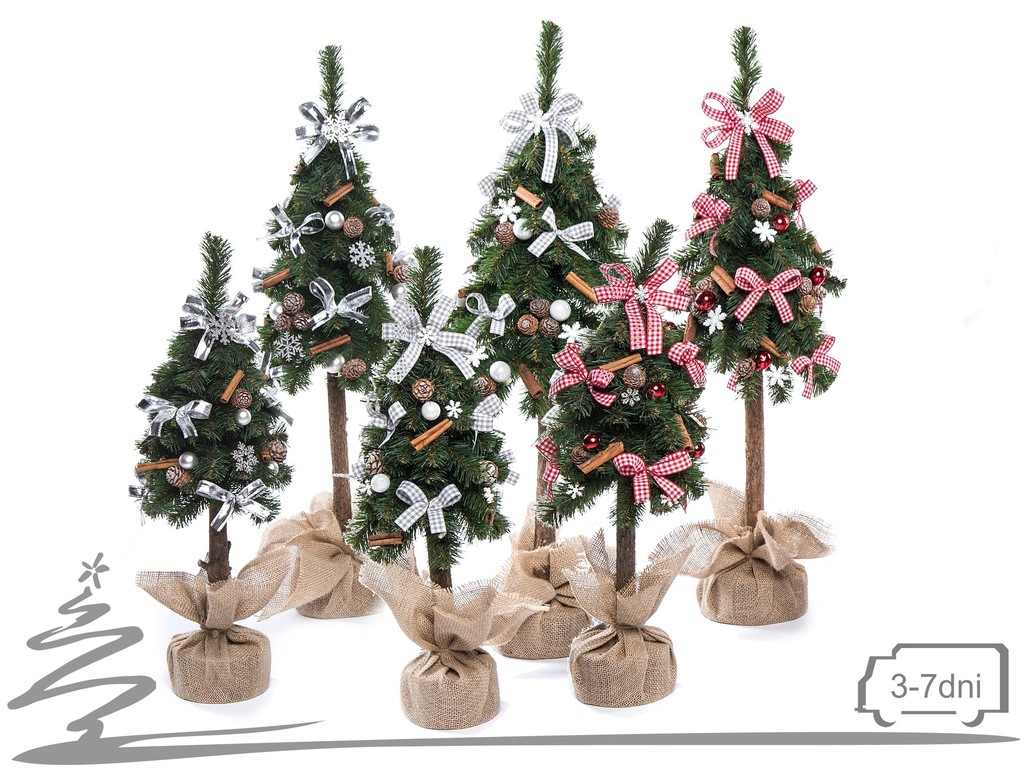 Choinka na pniu dekorowana klasycznie 65cm