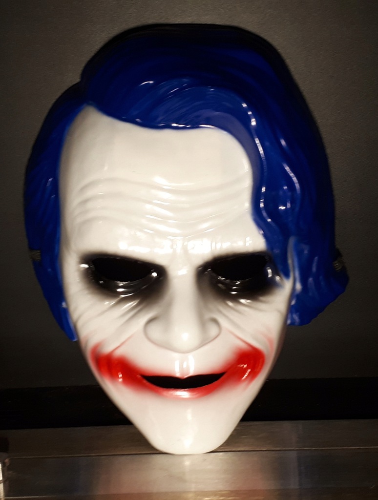 SUPER Maska JOKER Halloween niebieskie włosy WAWA