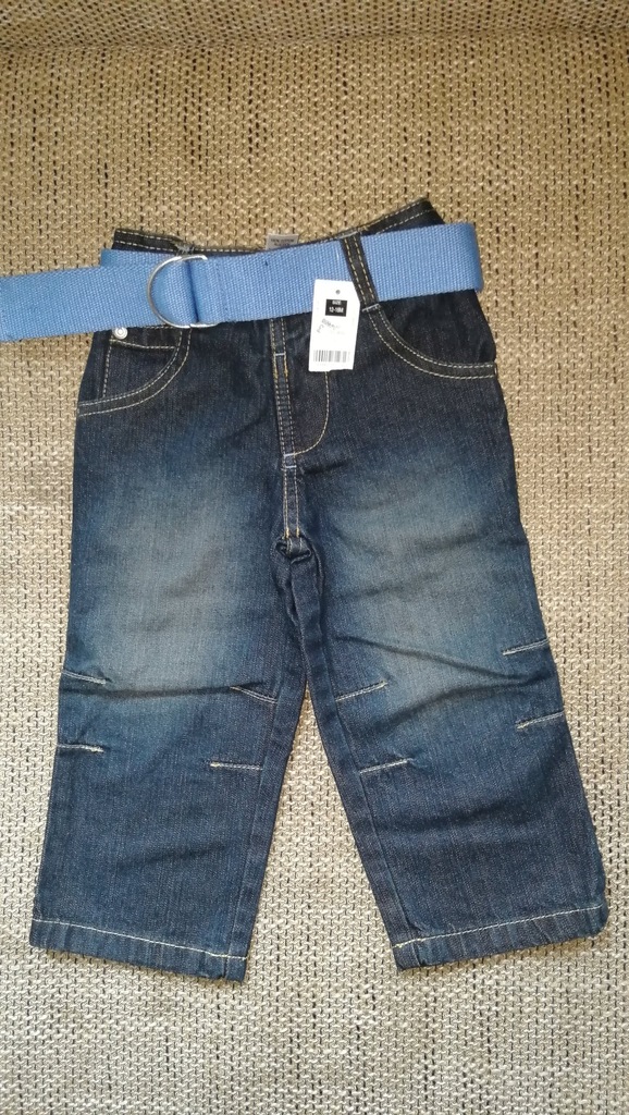 Spodnie jeansy z paskiem r.12-18 m-cy 86 NOWE