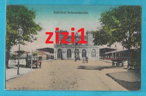 Piła Schneidemuhl Bahnhof wozy konne