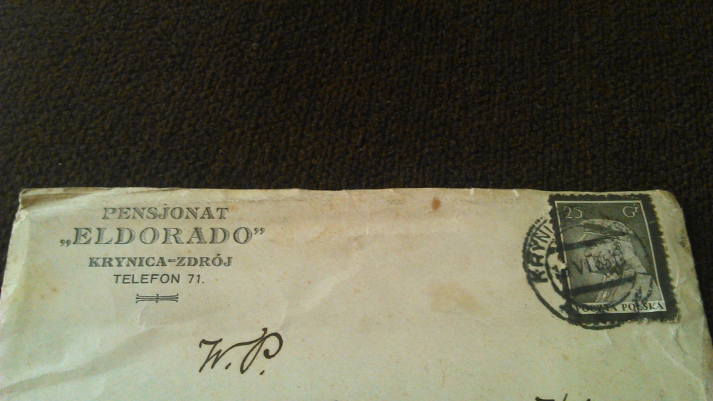 korespondencja 1935r list Hotel Eldorado Krynica Z