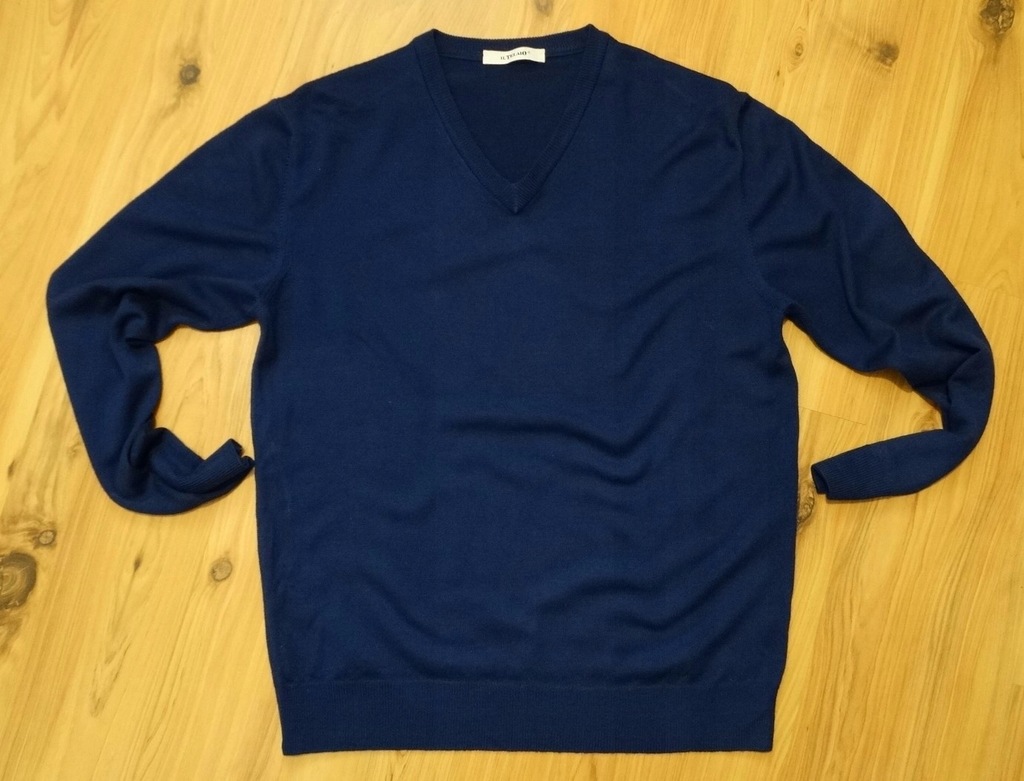 il TELAIO * SWETER MĘSKI szafirowy MERINO XL