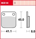 Тормозные колодки MCB510SI Kawasaki KX65 KLX125