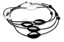 Ожерелье из стеклянных бусин Удлиненное черно-белое чешское стекло Kiara