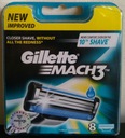 Набор из 8 импортных британских ножей Gillette Mach 3 в упаковке