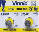 2x АККУМУЛЯТОР VINNIC AG5 G5 LR L 754 F 193 48 393