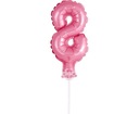 Fóliový balón 13 cm na tyčinke Číslica 8 toper na tortu ružový EAN (GTIN) 5902973113662