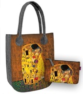 Фетровая сумка City + косметичка набор BERTONI Gustav Klimt Kiss A4