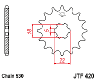 Jt шестерня передняя 420 15 suzuki gt 500 '75-78', t500 '68-75' (42015jt) (l - фото