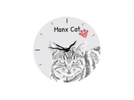 Mačka Manx Stojace hodiny s grafikou, MDF