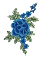 Nášivka modrá ruža výšivka aplikácia KVET 24cm