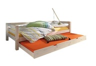 Łóżko młodzieżowe podwójne wysuwane materace 200x90 cm-MASYWNE