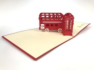 Poschodový autobus, Londýn, 3d karta Suvenír UK Anglicko
