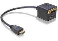Przejściówka HDMI do HDMI (F) + DVI-D (F), Delock 65054 czarny 0,2 m