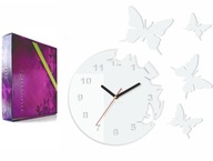 Moderné veľké nástenné hodiny MOTÝLIKY motýle Biela
