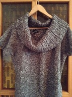 SWETER TUNIKA GOLF PAPAYA 14(42) MELANŻ SZARY WEŁNA