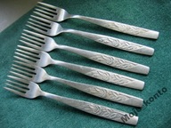 NAJPIĘKNIEJSZE sztućce PRL = Widelce OBIADOWE RÓŻA : komplet 6 sztuk ...!!!