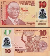 ~ Nigeria 10 Naira P-39f POLIMER 2014 Unikat ? UNC