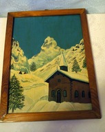 Obraz olejny na desce PEJZAŻ z podpisem autora PRL